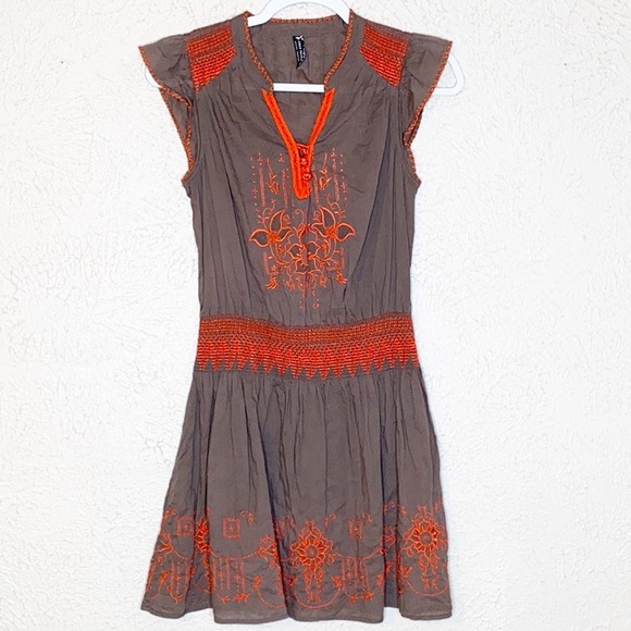 Free People Dresses & Skirts - Free people brown orange embroidered dress XS